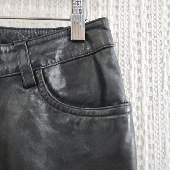 Vintage Y2K Gap 100% Leather Boot Cut Black Pants Size 2 - Picture 13 of 16